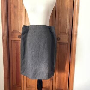 Alia Grey W/Red Pinstripe Pencil Skirt, Size 14